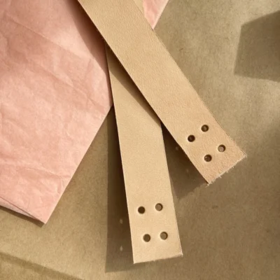 PetiteKnit Leather straps for French Market Bag - natural