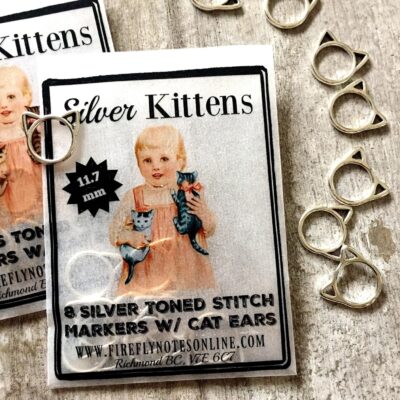 Silver Kittens stitch markers Medium